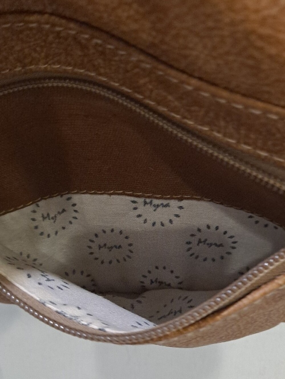 Myra Bag Fold-up Brown Red White Hair-on Hide Leather Upcycled Crossbody - Picture 6 of 10